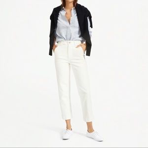 Everlane straight leg crop pant, short, bone color